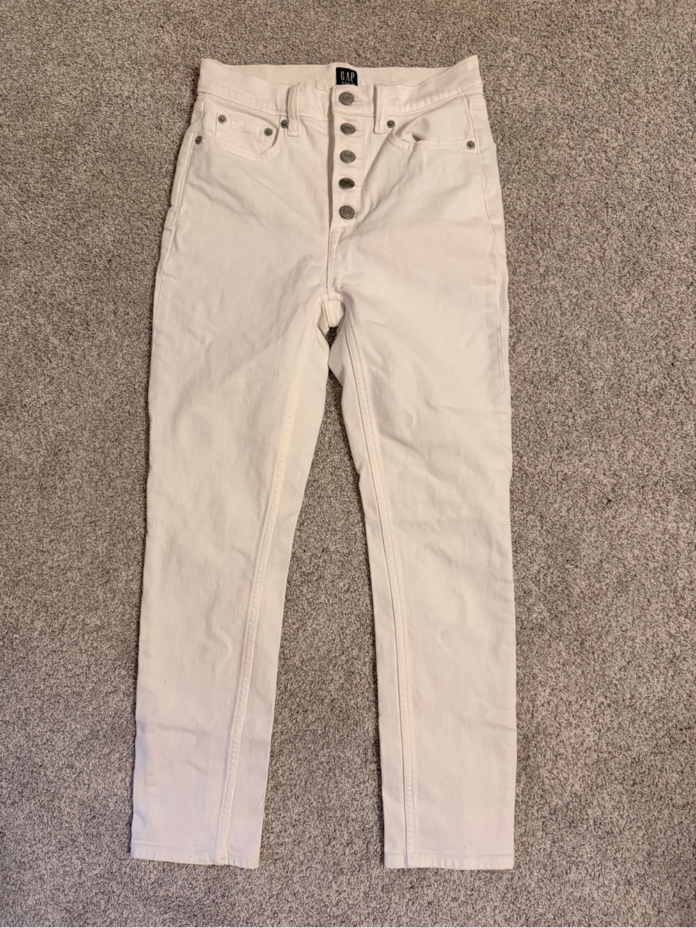 GAP Cigarette High-Rise Button-Fly Women’s Jeans in Off-White